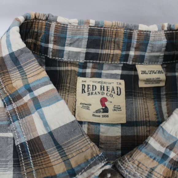 RedHead Plaid Short-Sleeve Button-Up Shirt with Chest Pocket Size 2XL - Picture 5 of 5